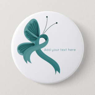 Teal Awareness Ribbon Butterfly  Button
