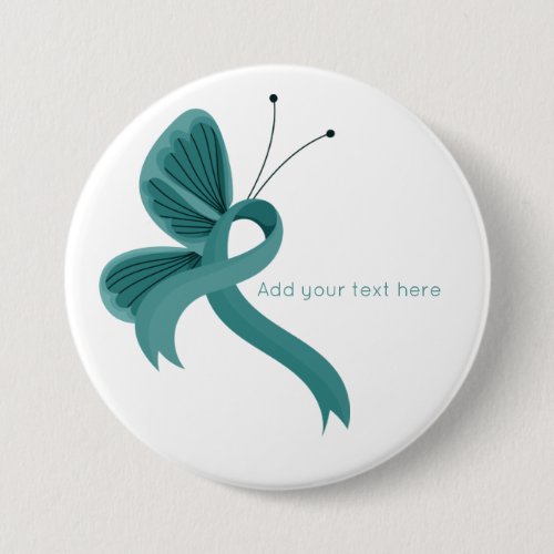 Teal Awareness Ribbon Butterfly  Button