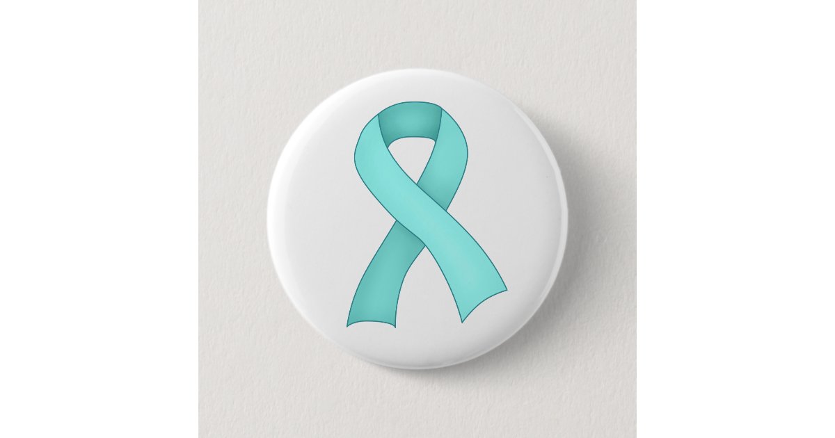 Teal Awareness Ribbon Button 0001 Zazzle