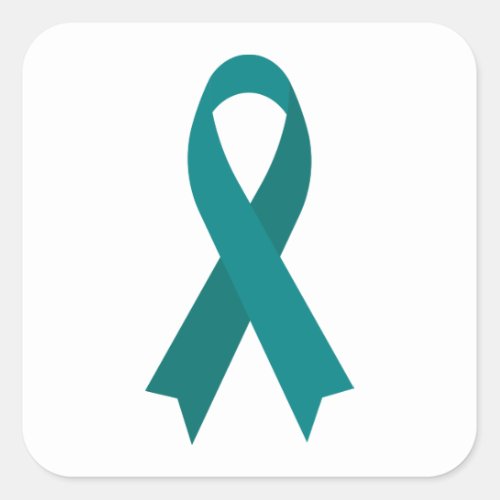 Teal Awareness Ribbon by Janz White Square Sticker