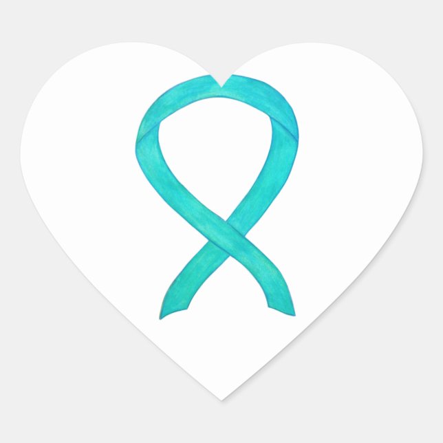 Teal Awareness Ribbon Custom Art Decal Stickers (Front)