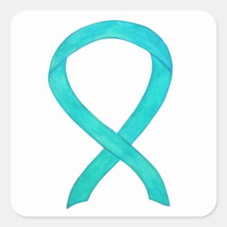 Teal Awareness Ribbon Custom Art Decal Stickers