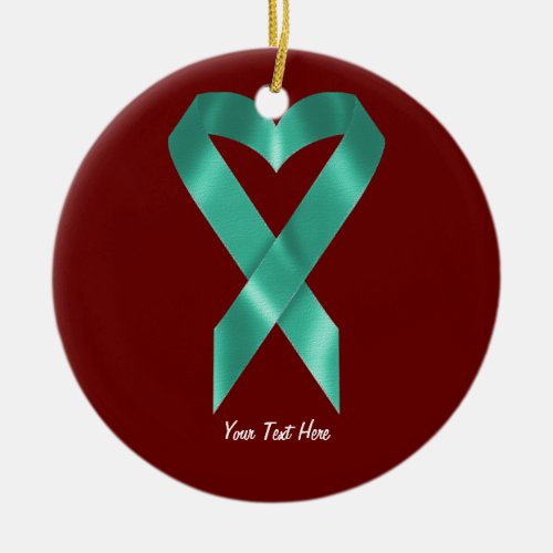 Teal Awareness Ribbon customizable Ceramic Ornament