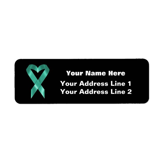 Teal Awareness Ribbon (customizable) Label (Front)