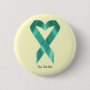 Teal Awareness Ribbon (customizable) Pinback Button