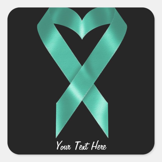 Teal Awareness Ribbon (customizable) Square Sticker (Front)