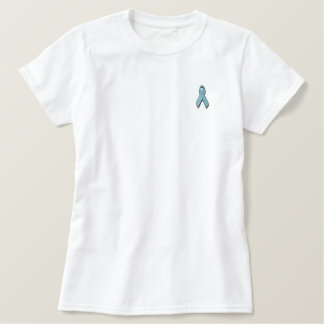 teal awareness ribbon embroidered shirt