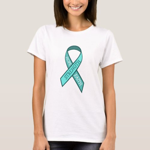 Teal Awareness Ribbon Hope Faith Strength T_Shirt
