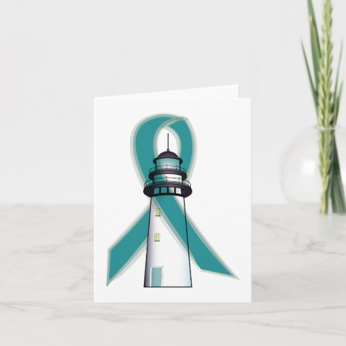 Teal Awareness Ribbon Lighthouse of Hope Card