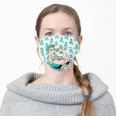 Teal Awareness Ribbon Retro Strong Lady Adult Cloth Face Mask (Worn)