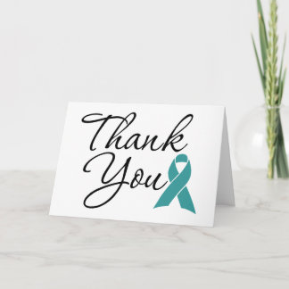 Teal Awareness Ribbon Thank You Card