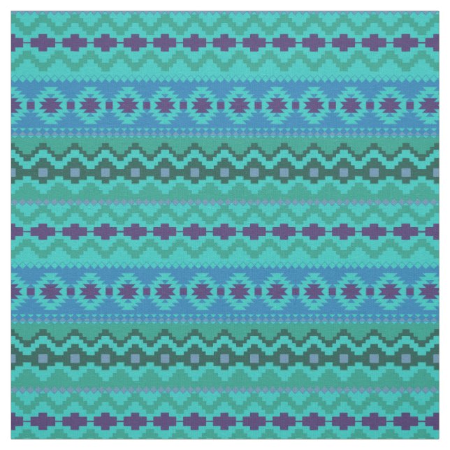 Teal Aztec Tribal Design Fabric (Swatch)
