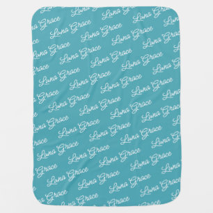 Teal Baby Girl Personalized Name Custom Baby Blanket