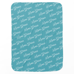Teal Baby Girl Personalized Name Custom Blanket