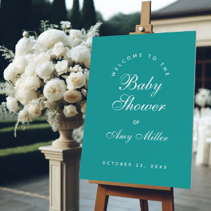 Teal Baby Shower Welcome Simple Calligraphy Foam Board