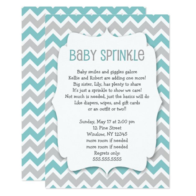 Teal Baby Sprinkle / Neutral Gender Baby Shower Invitation
