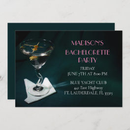 Teal Bachelorette Martini Bridal Party Invitation