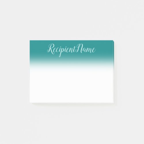 Teal Background and Light Cyan Script Style Name Post_it Notes
