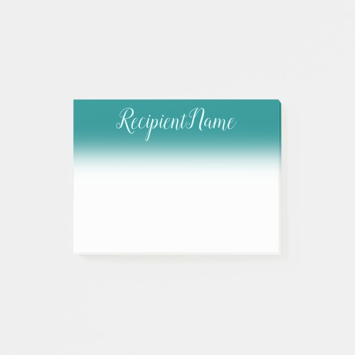 Teal Background And Light Cyan Script Style Name Post It Notes Zazzle Com