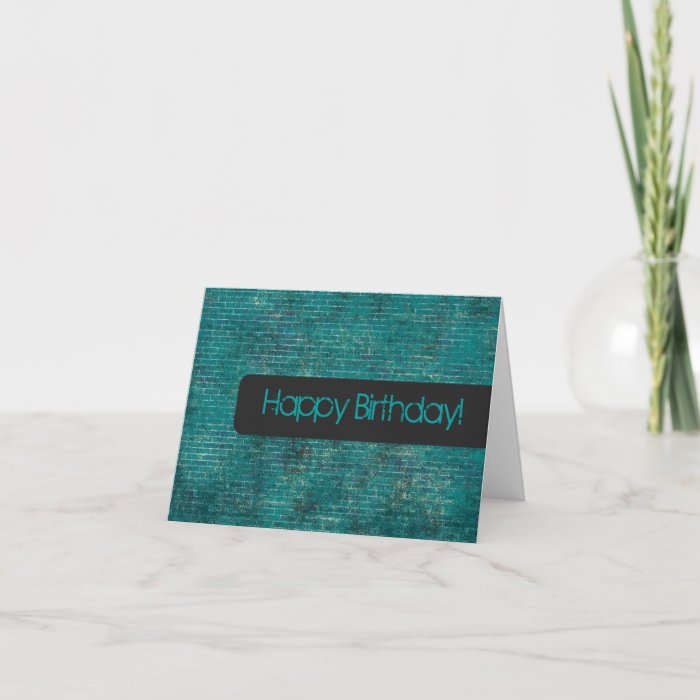 Teal Background Happy Birthday Card 