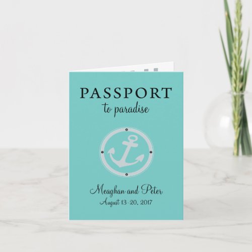 Teal Bahamas Cruise Passport Wedding Invitation