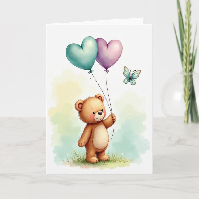 Teal Balloon Fathers Day Joy Card (Front)