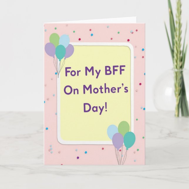 Teal Balloon Mothers Day Card (Front)