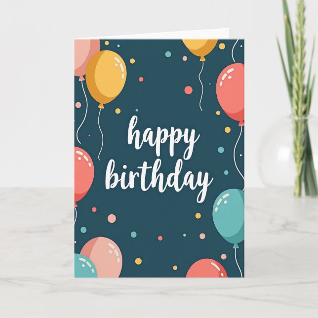 Teal Balloons Birthday Card (Front)