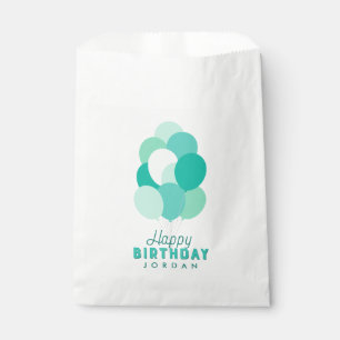 Teal Balloons Happy Birthday Favor Bag