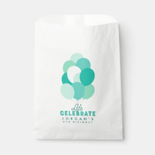 Teal Balloons Let's Celebrate Any Age Birthday Favor Bag