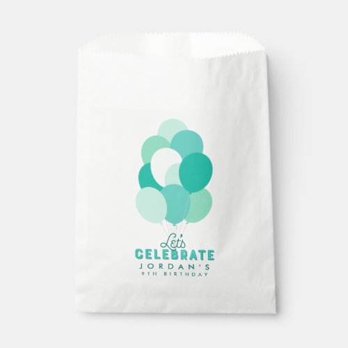 Teal Balloons Lets Celebrate Any Age Birthday Favor Bag