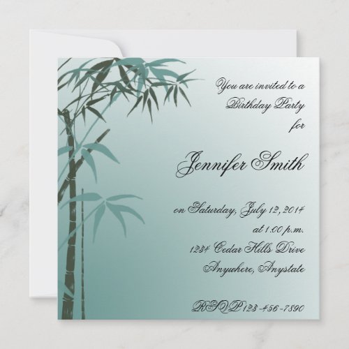 Teal Bamboo Birthday Invitation