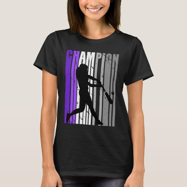 Teal Baseball Champion Girls Birthday Competition  T-Shirt (Front)