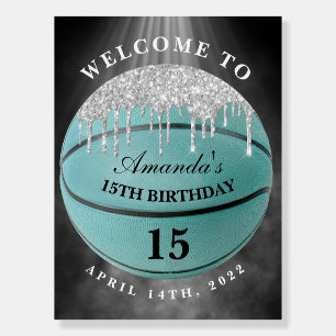 Teal Basketball Welcome Sign Foam Boards