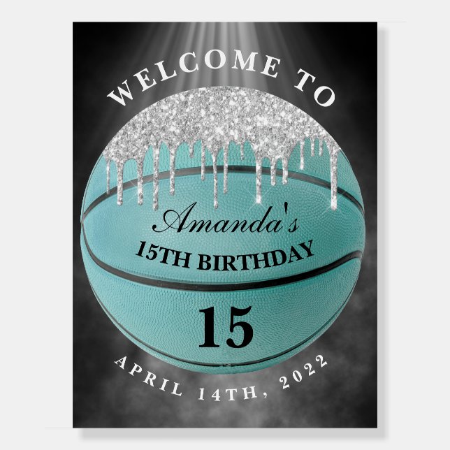 Teal Basketball Welcome Sign Foam Boards (Front)