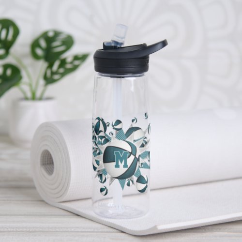 teal basketballs stars girls monogrammed water bottle