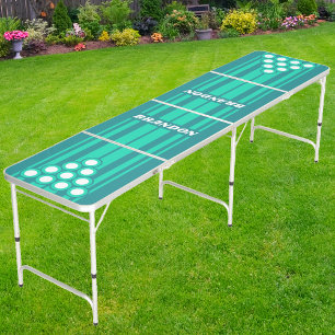Teal Beach Breeze Board Stripes with Name Beer Pong Table