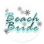 Teal Beach Bride Tshirts and Gifts Classic Round Sticker