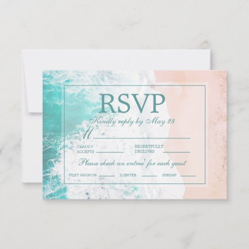 Teal Beach Ocean Sand Wedding RSVP