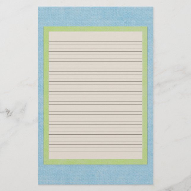 Teal, Beige and Green Stationery - optional lines (Front)