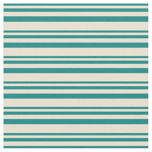 Teal & Beige Pattern of Stripes Fabric