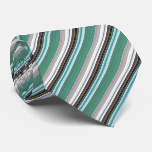 TealBeige Striped Pattern Tie