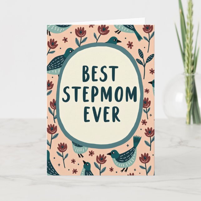 Teal Best Stepmom Floral Card (Front)