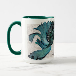 Teal Betta Fish Personalize Large Coffee Mug