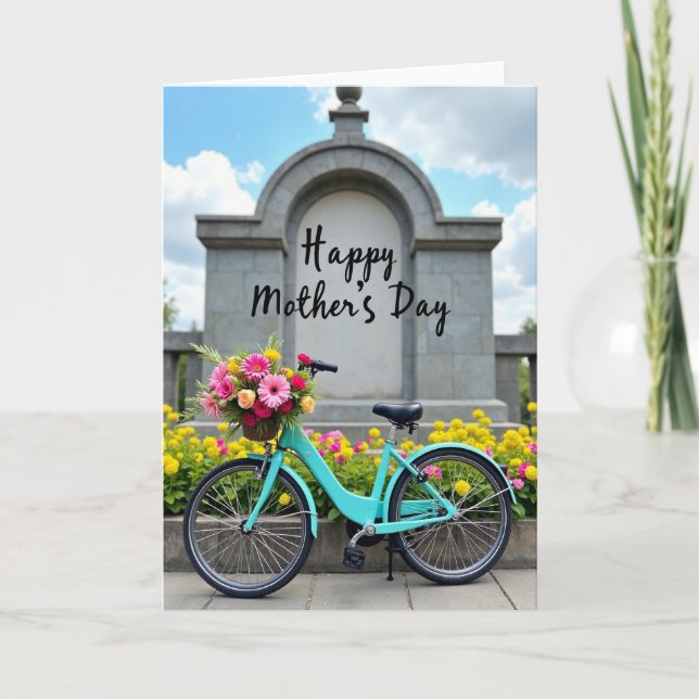 Teal Bike Floral Mothers Day Card (Front)
