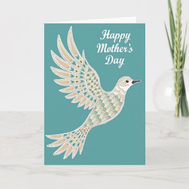 Teal Bird Affection Mothers Day Card (Front)