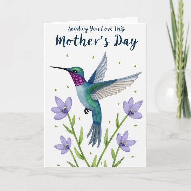 Teal Bird Mothers Day Art Card (Front)