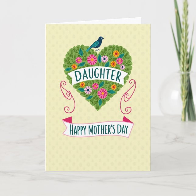 Teal Bird Mothers Day To Daughter Card (Front)