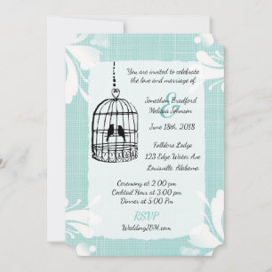 Teal Birdcage Wedding Invitations