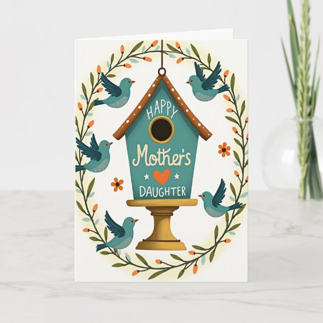 Teal Birdhouse Sweet Mothers Day Card (Front)